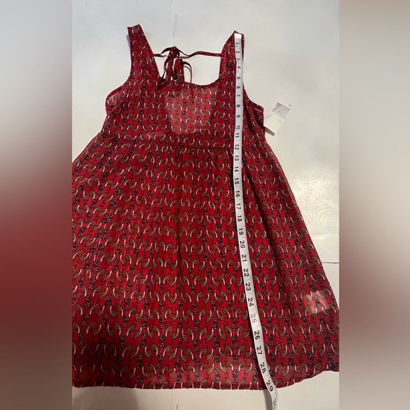 NWT Bongo  Boho Shear Paisley Flowy Tunic backless Red Top Sz. XS - Picture 9 of 11